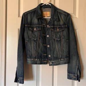 Levi's Dark Blue Distressed Denim Jacket